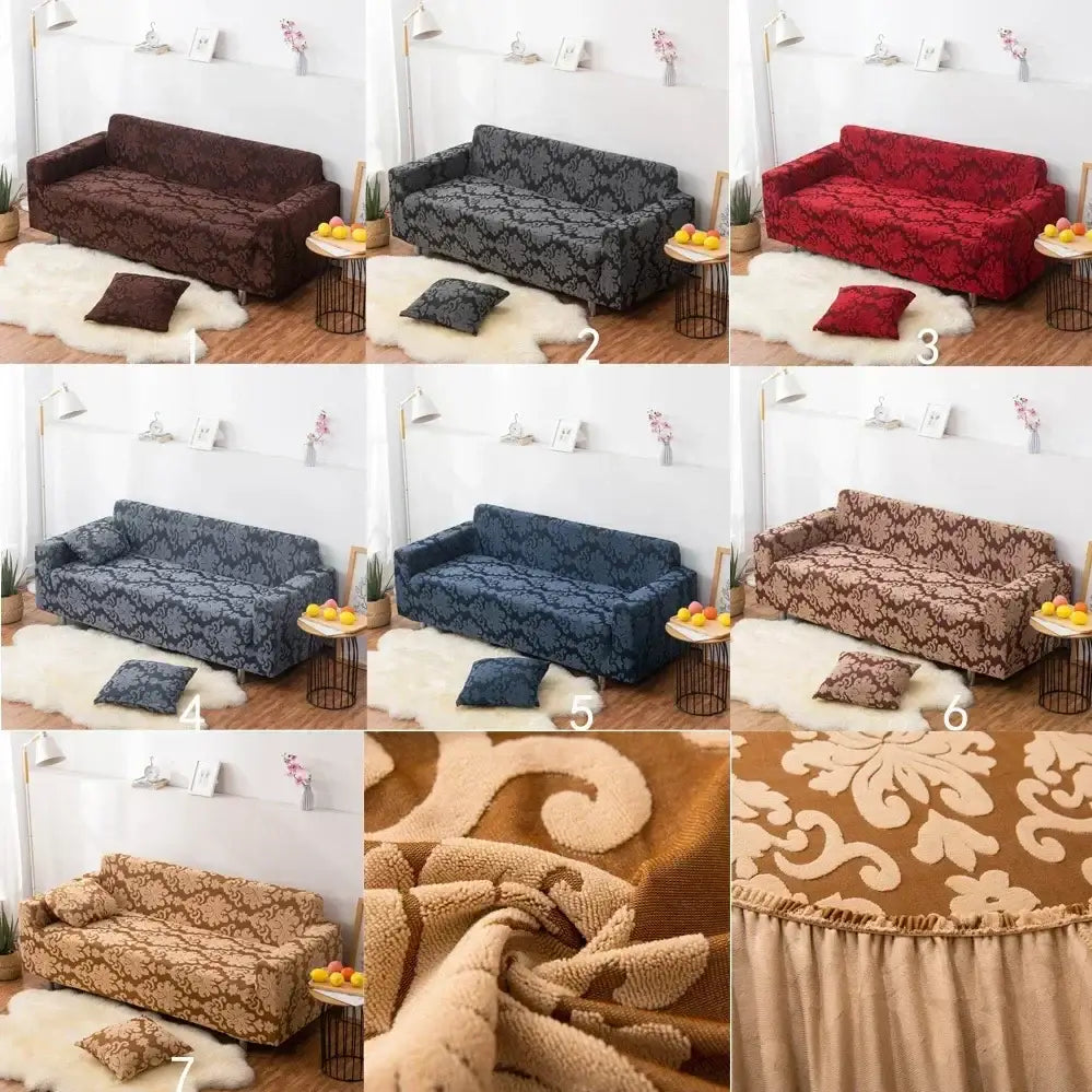 Brown damask solid embossed sofa cover slipcovers living room decor