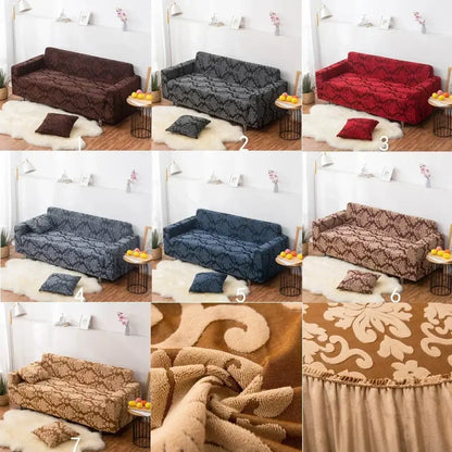 Brown damask solid embossed sofa cover slipcovers living room decor