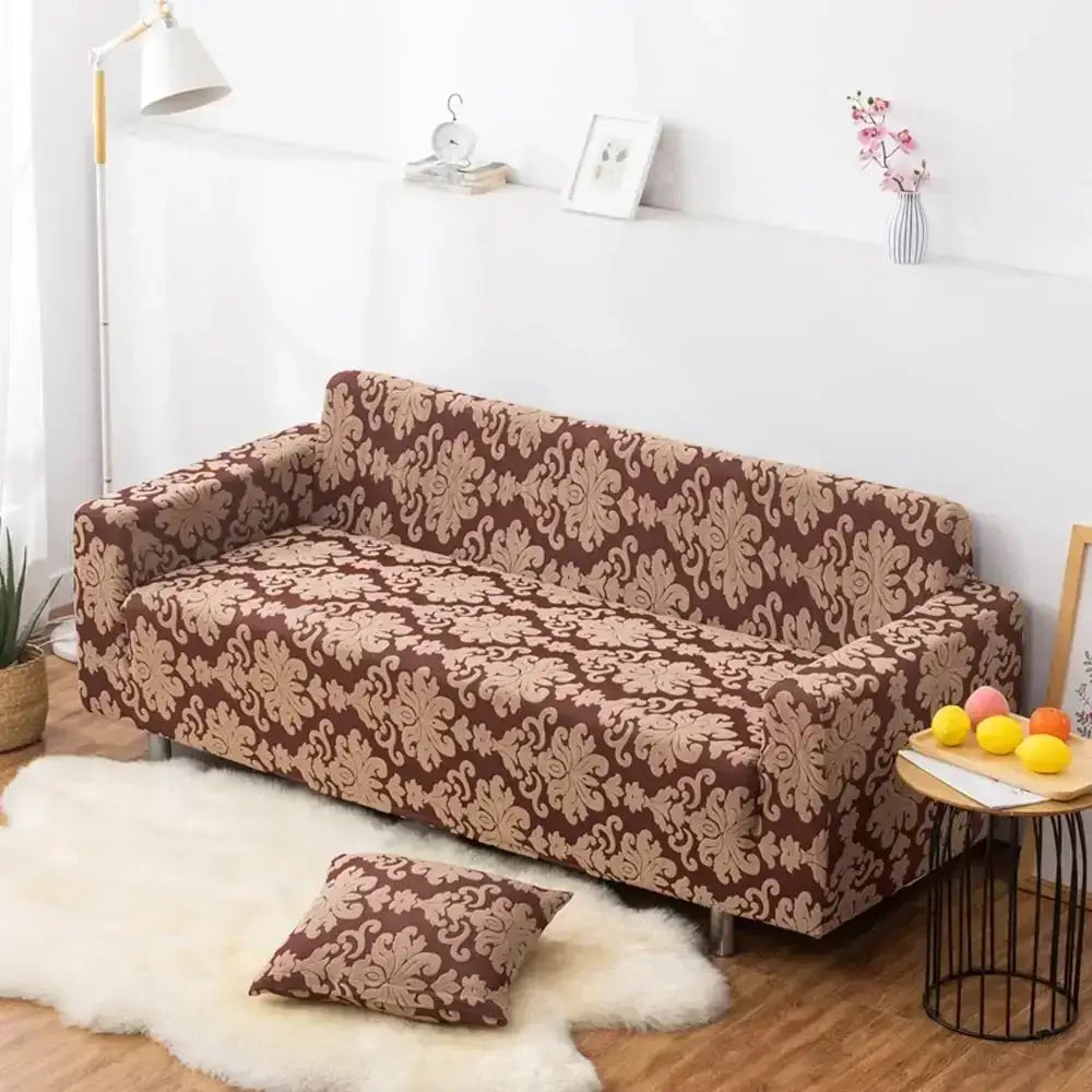 Brown damask solid embossed sofa cover slipcovers living room decor