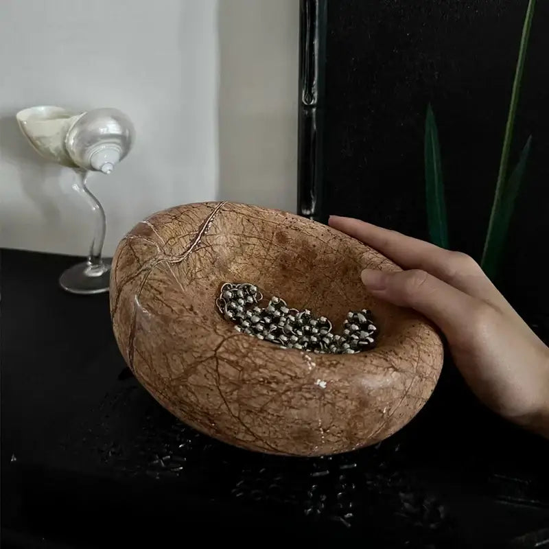 Brown & gray nest marble bowl bedroom jewelry storage