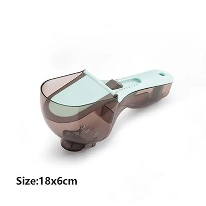 Brown & light blue adjustable measuring cups kitchen spoon set