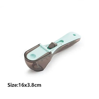 Brown & light blue adjustable measuring cups kitchen spoon set