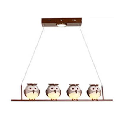 Brown owl metal pendant led incandescent light for child bedroom