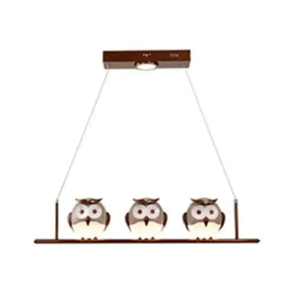 Brown owl metal pendant led incandescent light for child bedroom