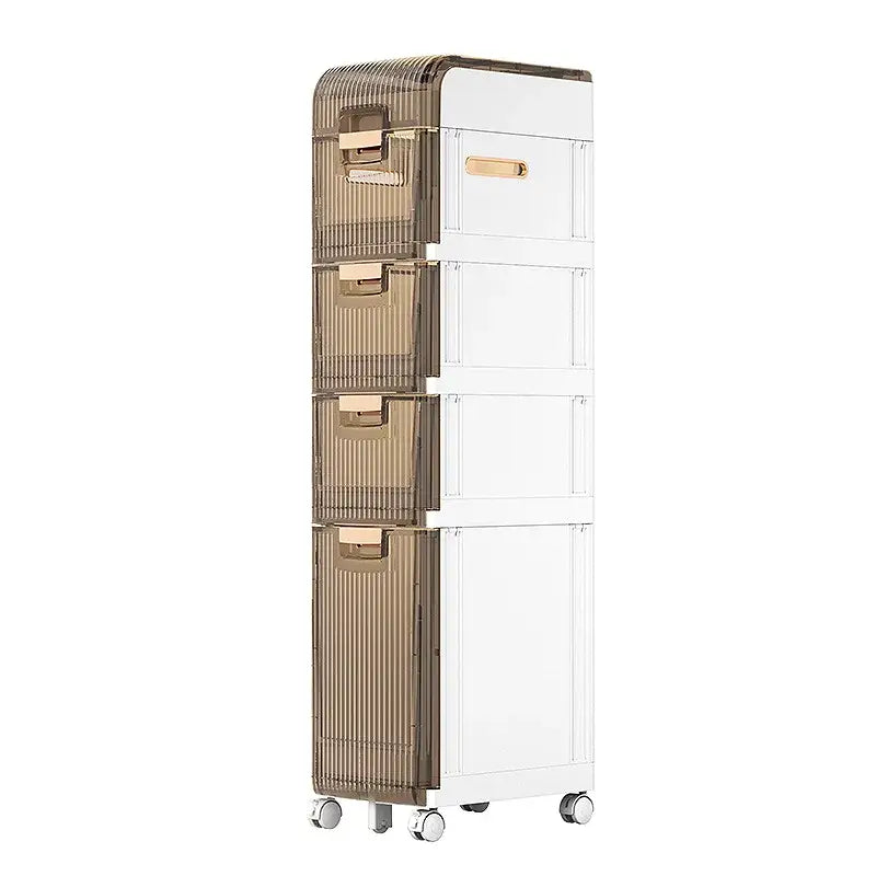Brown & white multi-layer crevice storage rack bathroom organizer