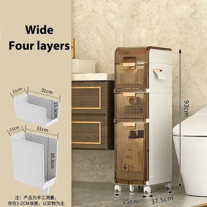 Brown & white multi-layer crevice storage rack bathroom organizer