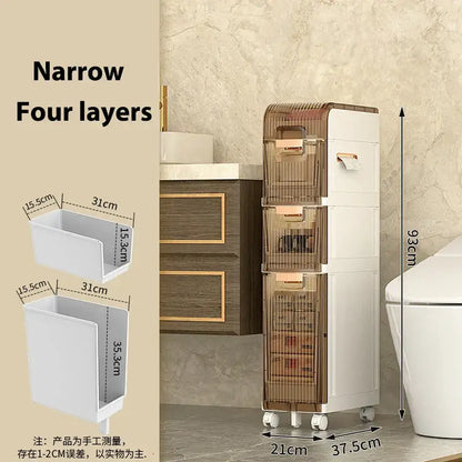 Brown & white multi-layer crevice storage rack bathroom organizer