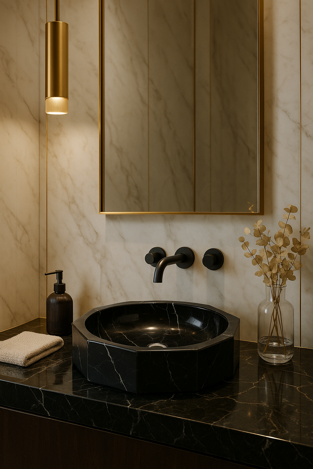 Geometric Black Marble Sink