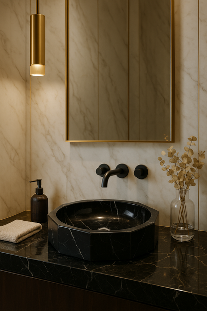 Geometric Black Marble Sink