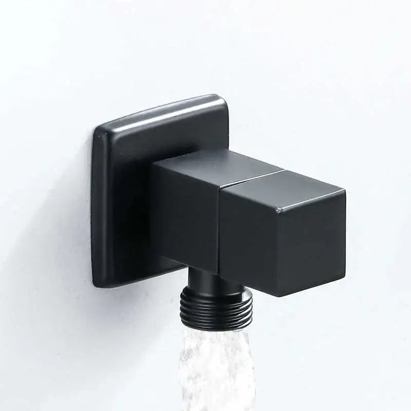 Brus gold corner valve matte black stainless steel bathroom faucet