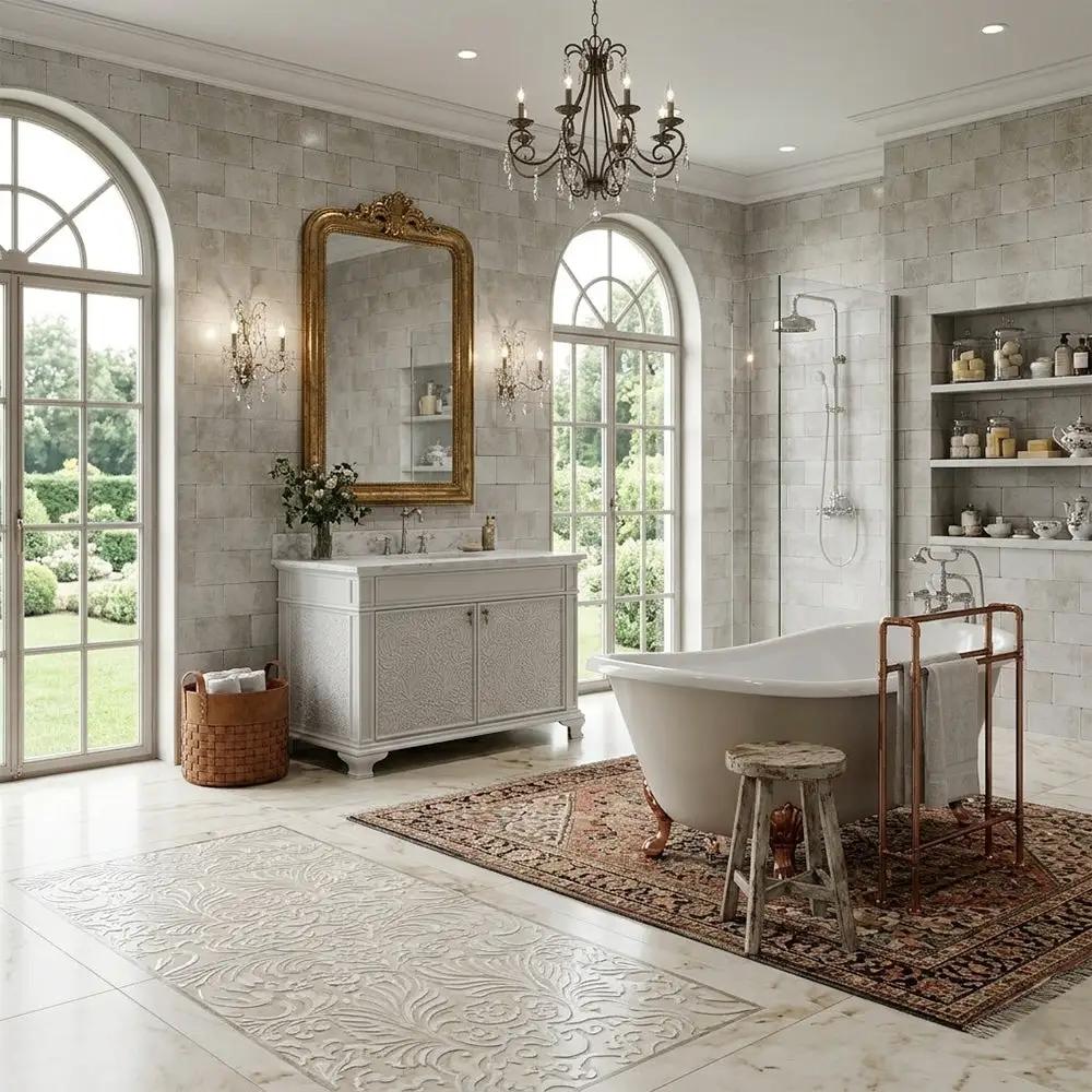 Brushed Aluminum Baroque Bathroom Vanities 47 1/2x21 1/2