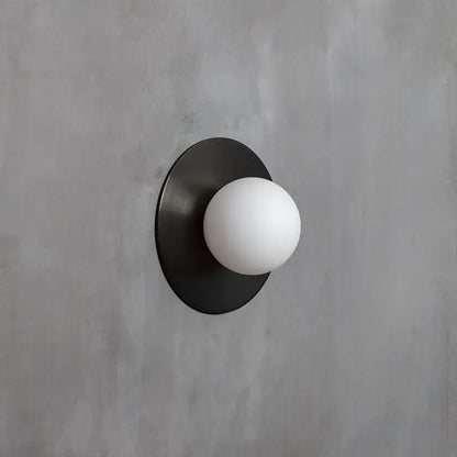 Brushed brass circular wall lamp bedroom frosted glass sconce