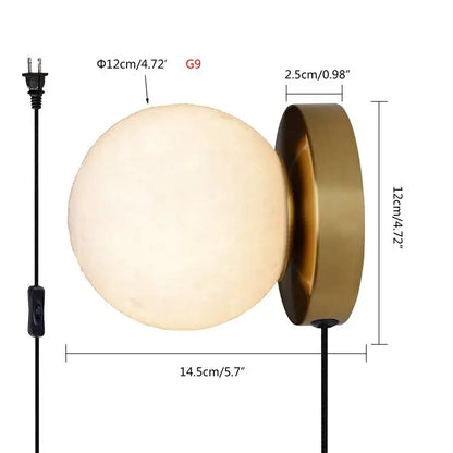 Brushed brass circular planet wall lamp bedroom globe light