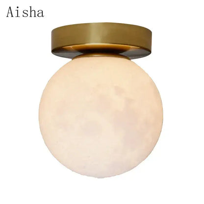 Brushed brass circular planet wall lamp bedroom globe light