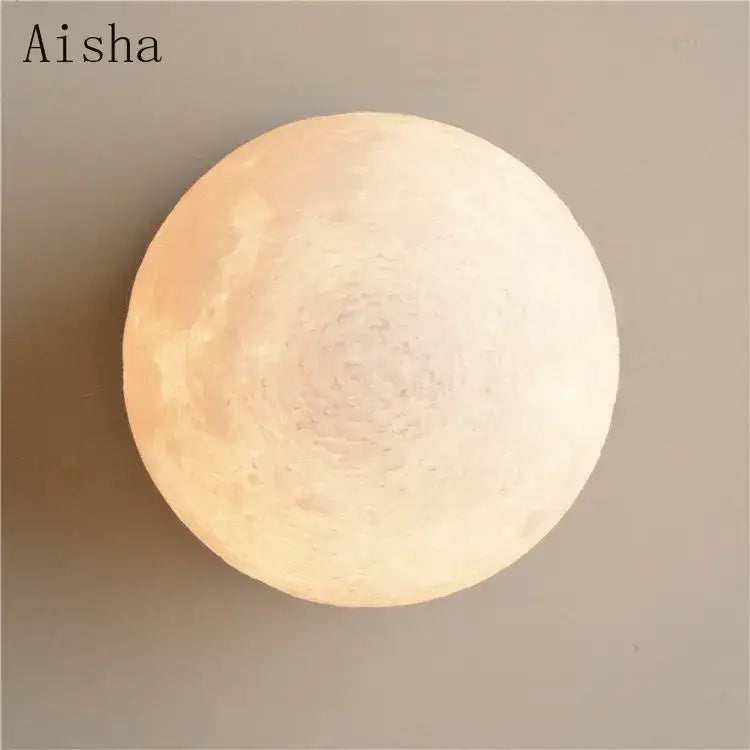 Brushed brass circular planet wall lamp bedroom globe light
