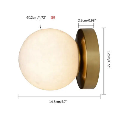 Brushed brass circular planet wall lamp bedroom globe light