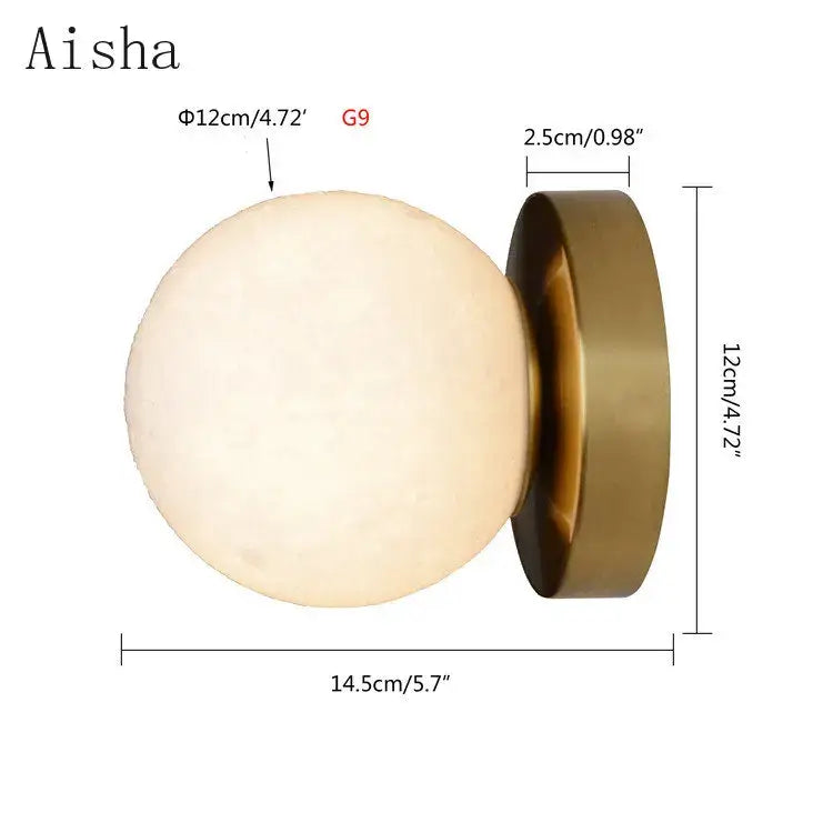 Brushed brass circular planet wall lamp bedroom globe light