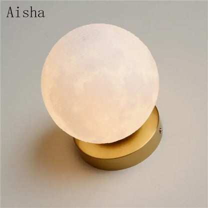Brushed brass circular planet wall lamp bedroom globe light