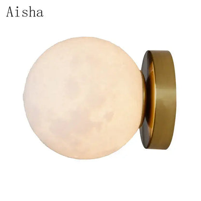 Brushed brass circular planet wall lamp bedroom globe light