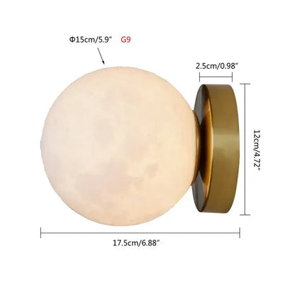 Brushed brass circular planet wall lamp bedroom globe light