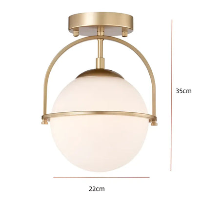 Brushed brass glass ball ceiling light for living room