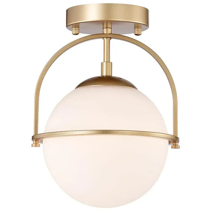 Brushed brass glass ball ceiling light for living room