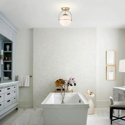 Brushed brass glass ball ceiling light for living room