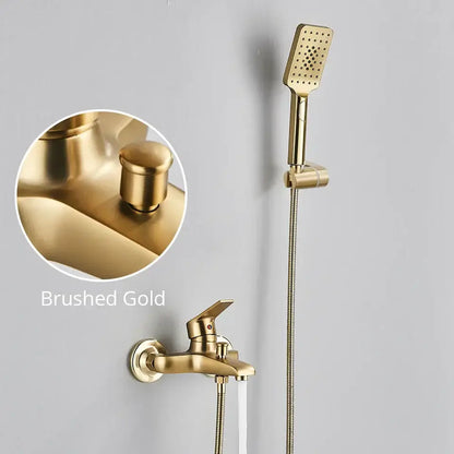 Brushed gold and black shower faucet mixer set bathroom fixture