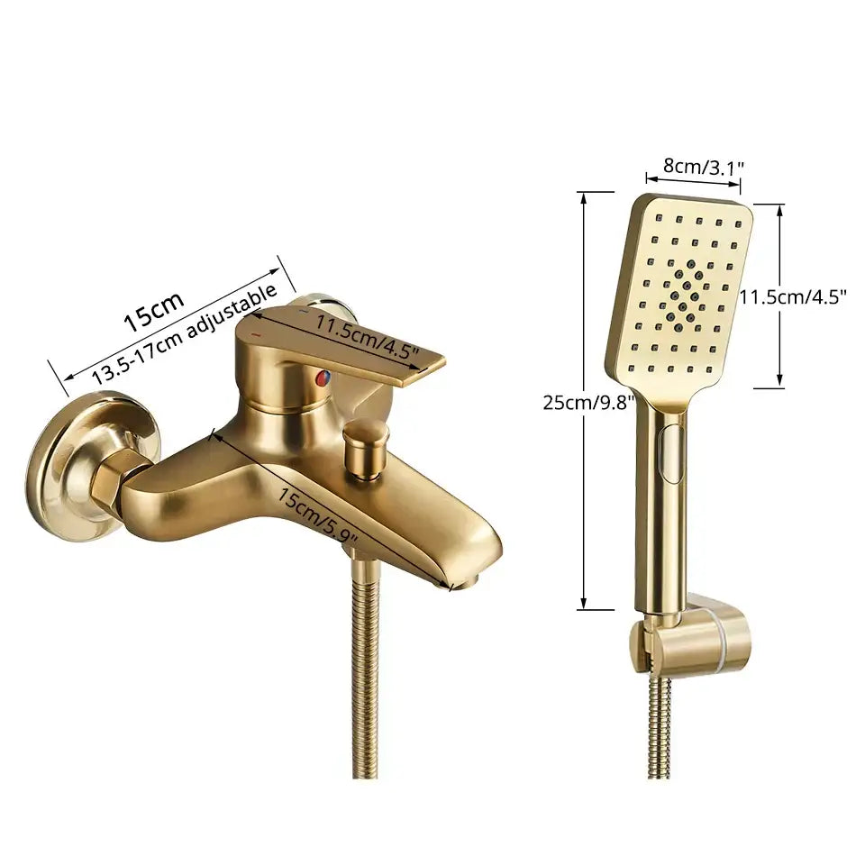 Brushed gold and black shower faucet mixer set bathroom fixture