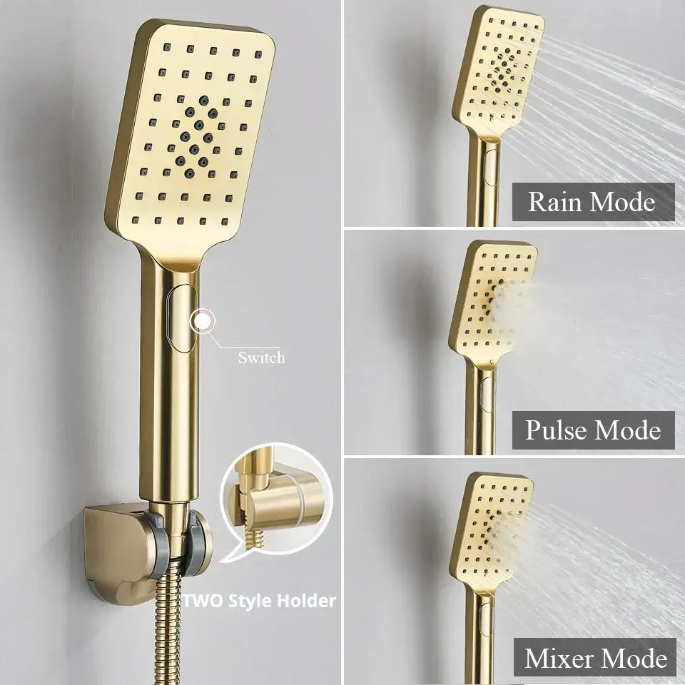 Brushed gold and black shower faucet mixer set bathroom fixture