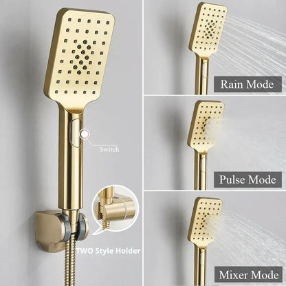 Brushed gold and black shower faucet mixer set bathroom fixture