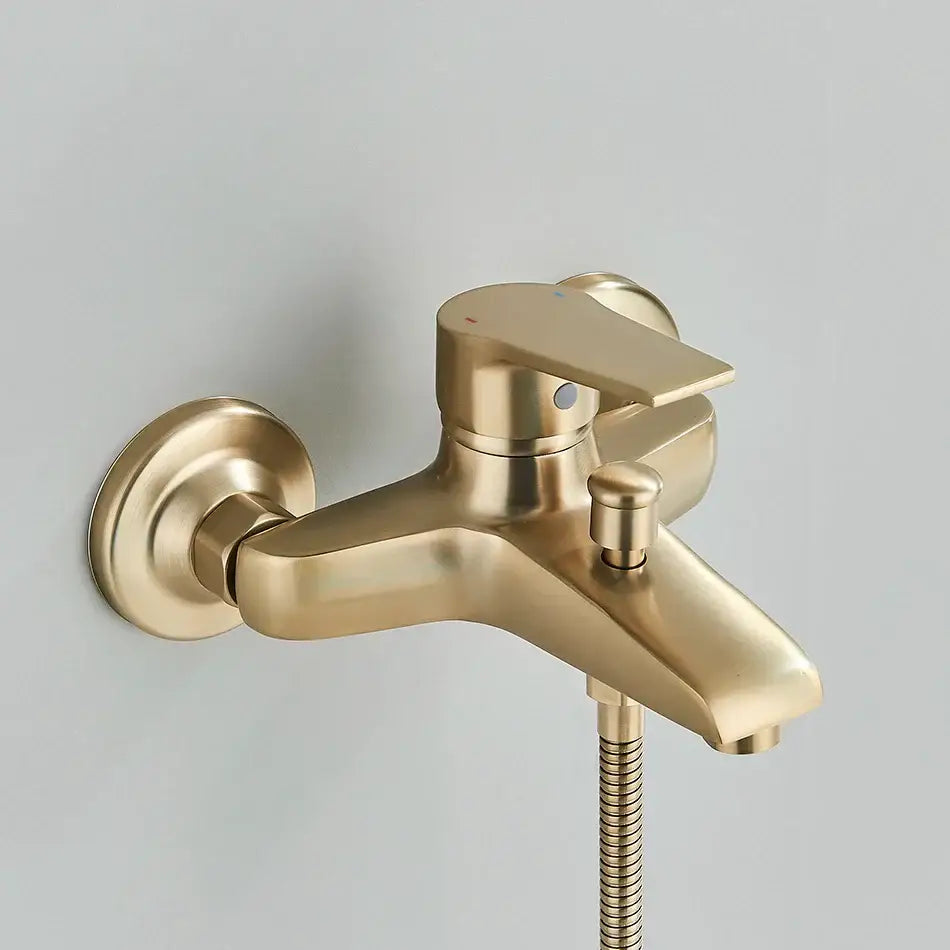 Brushed gold and black shower faucet mixer set bathroom fixture