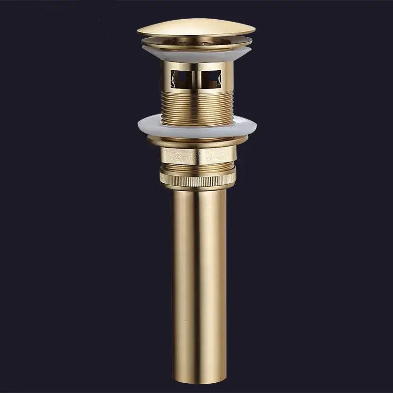 Brushed gold and white ceramic bathroom sink drain assembly kit