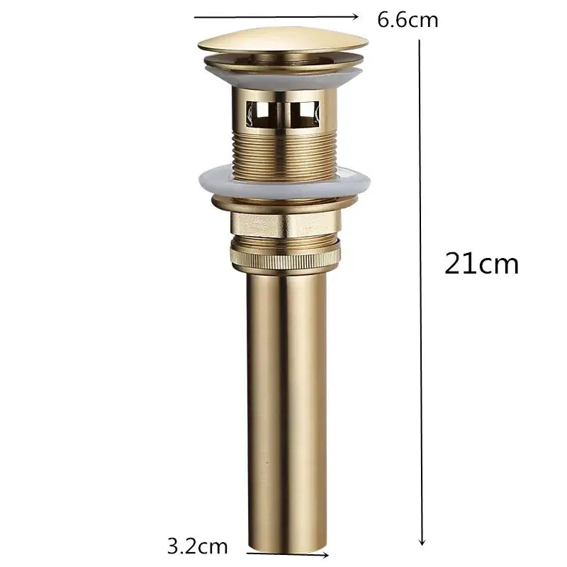 Brushed gold and white ceramic bathroom sink drain assembly kit