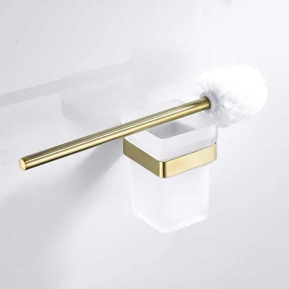 Brushed gold and white stainless steel bathroom accessory set