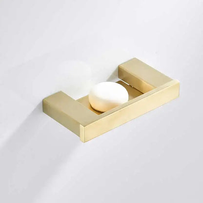 Brushed gold and white stainless steel bathroom accessory set