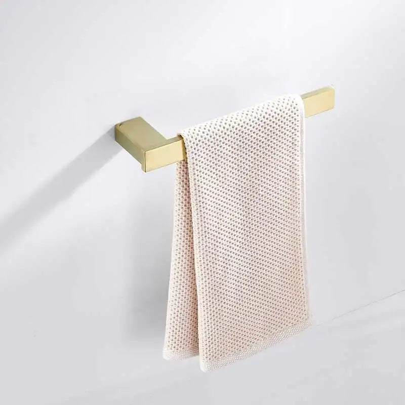 Brushed gold and white stainless steel bathroom accessory set