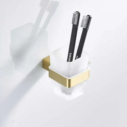 Brushed gold and white stainless steel bathroom accessory set