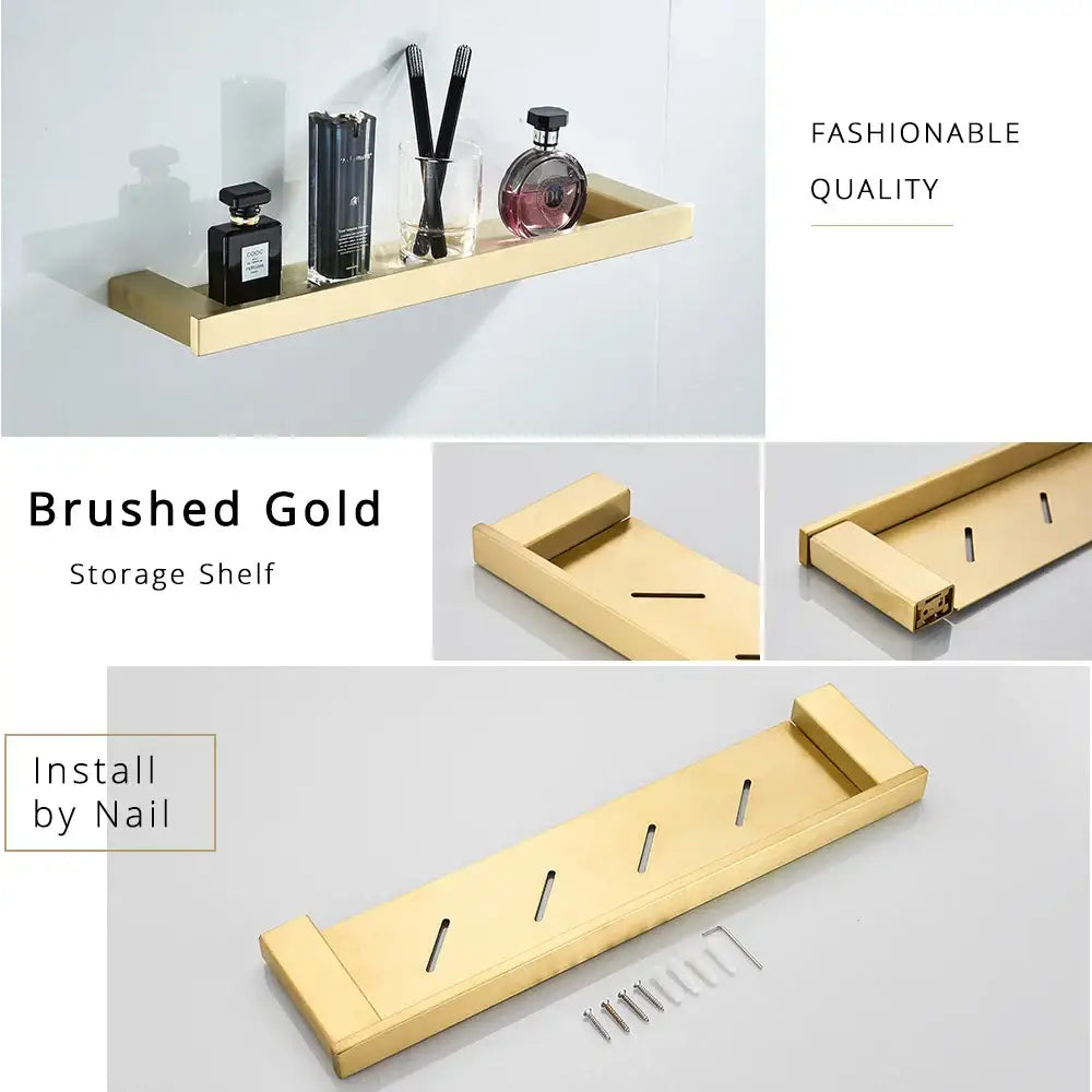 Brushed gold and white stainless steel bathroom accessory set