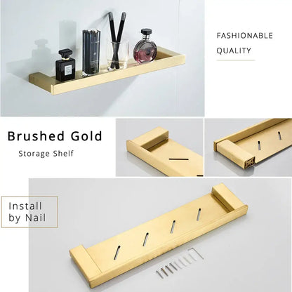 Brushed gold and white stainless steel bathroom accessory set