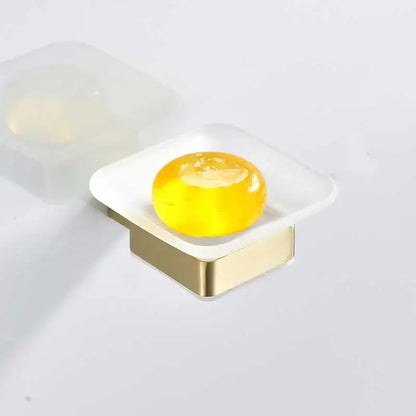 Brushed gold and white stainless steel bathroom accessory set