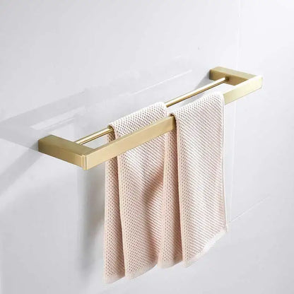 Brushed gold and white stainless steel bathroom accessory set
