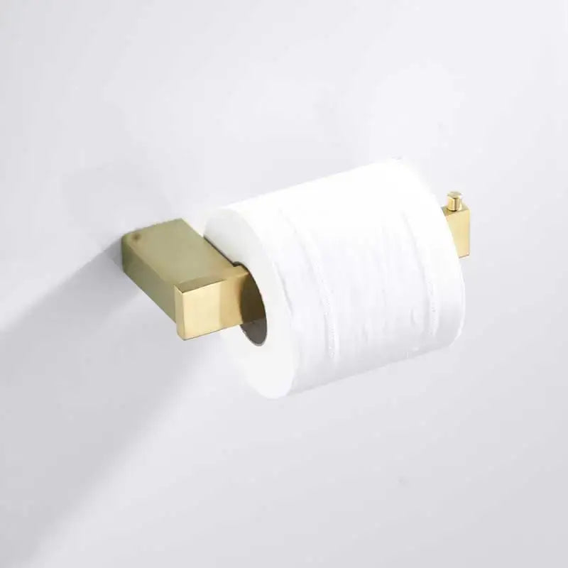 Brushed gold and white stainless steel bathroom accessory set
