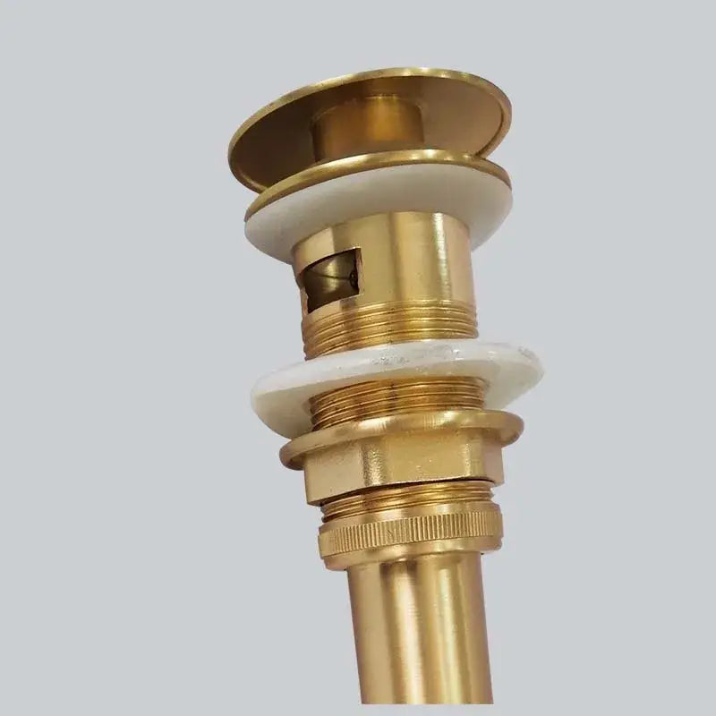 Brushed gold basin sink drain with overflow round bathroom waste drainer