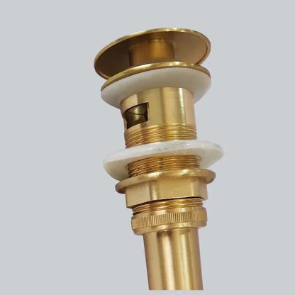 Brushed gold basin sink drain with overflow round bathroom waste drainer