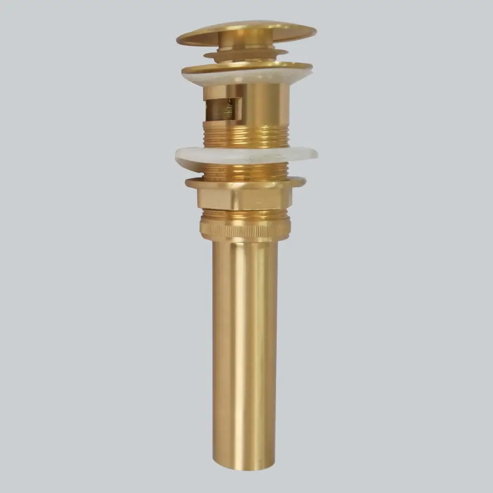 Brushed gold basin sink drain with overflow round bathroom waste drainer