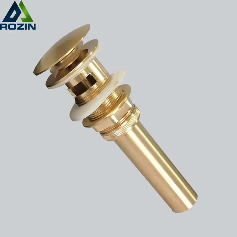 Brushed gold basin sink drain with overflow round bathroom waste drainer