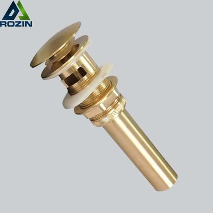 Brushed gold basin sink drain with overflow round bathroom waste drainer