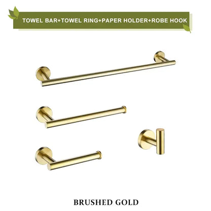 Brushed gold bathroom accessories set hand towel bar and paper holder