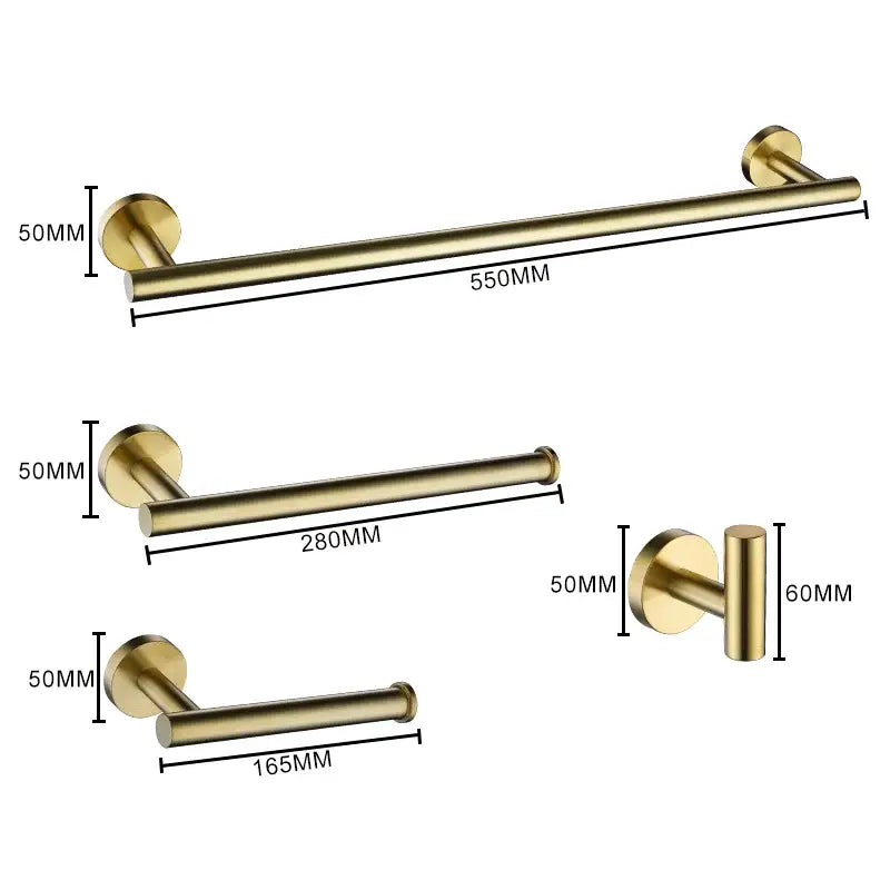 Brushed gold bathroom accessories set hand towel bar and paper holder